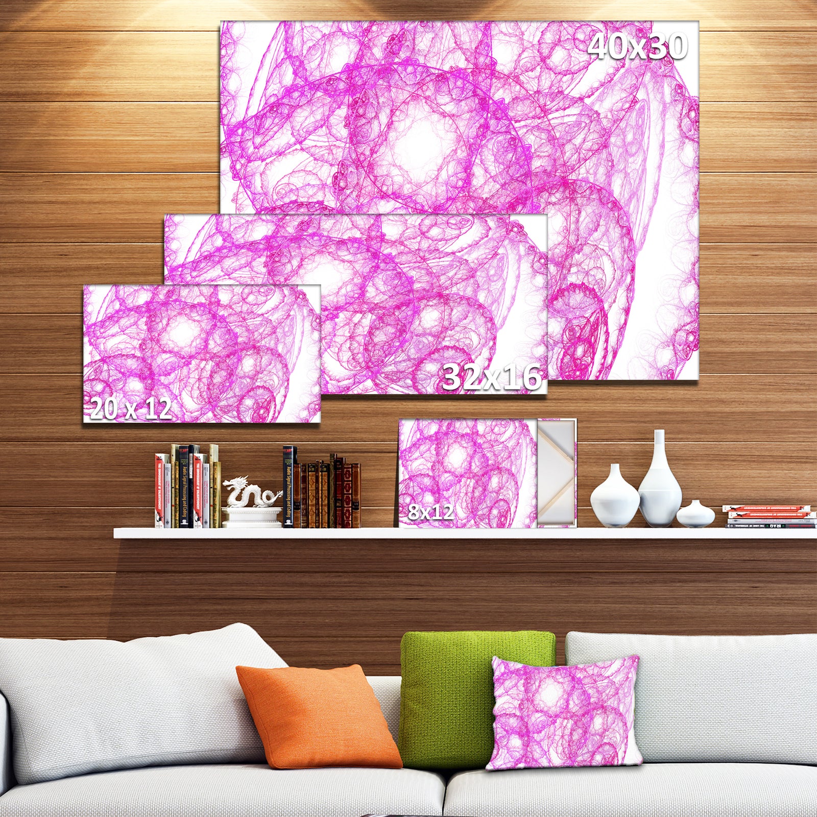Pink Pattern on White Background - Extra Large Canvas Art Print