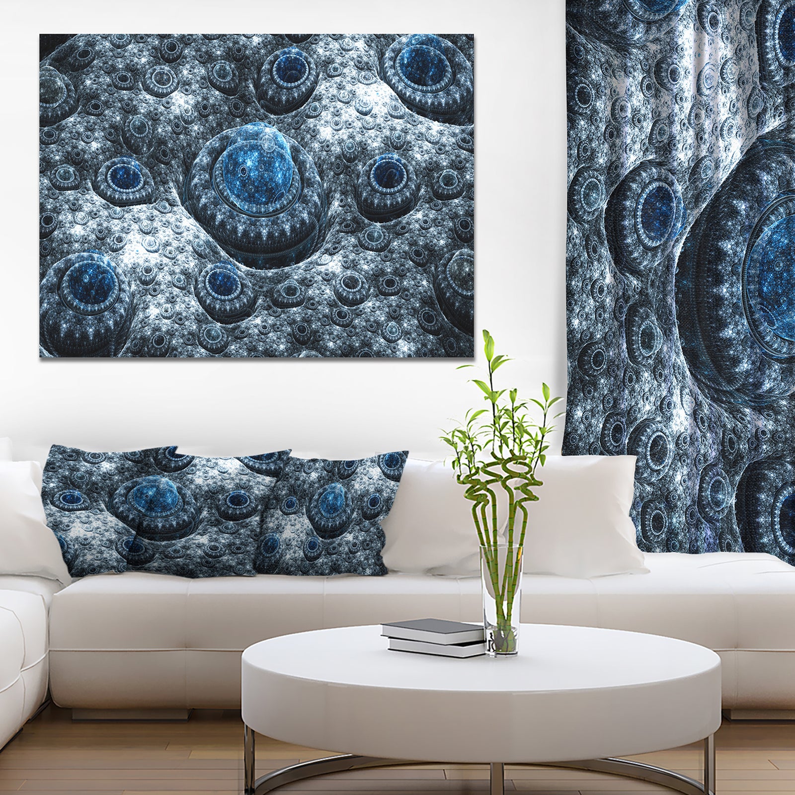 Blue Fractal Exotic Planet - Extra Large Canvas Art Print