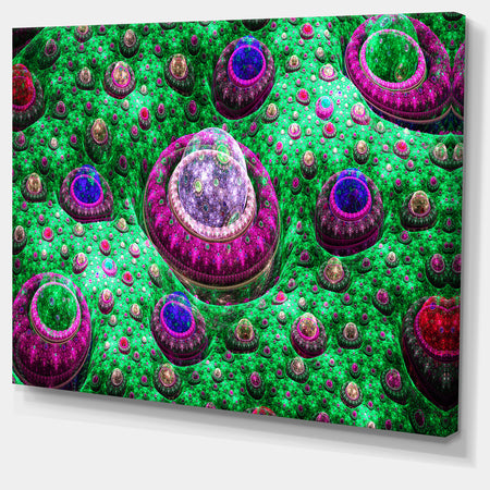 Green Fractal Exotic Planet - Extra Large Canvas Art Print