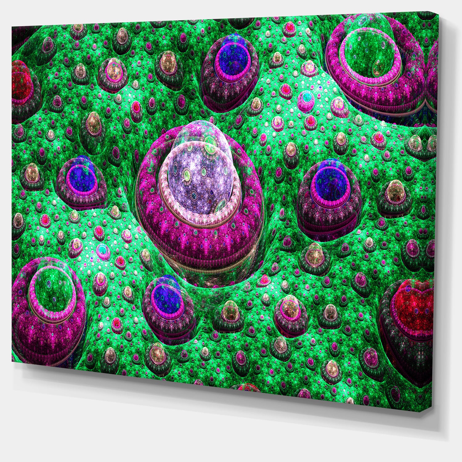 Green Fractal Exotic Planet - Extra Large Canvas Art Print