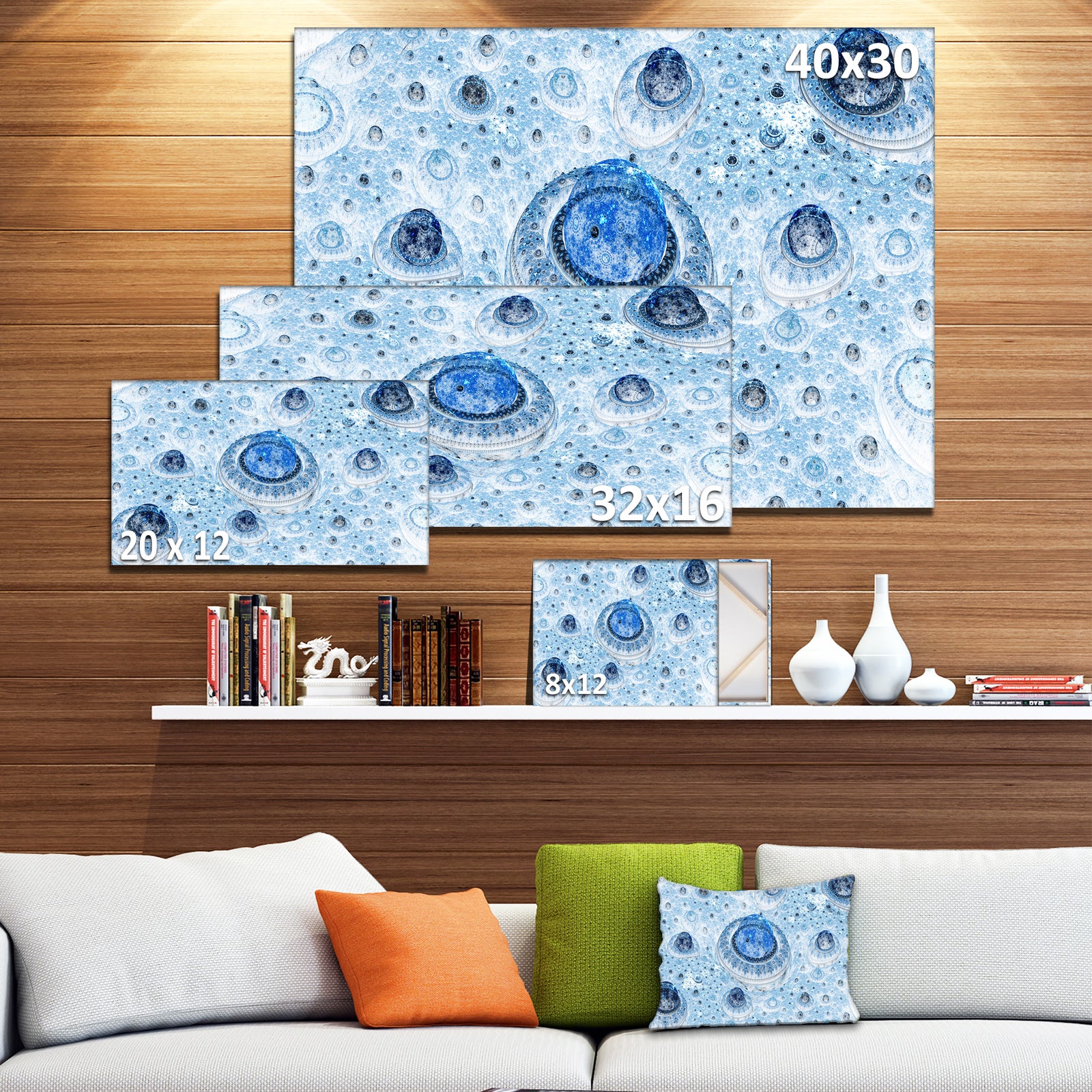 Light Blue Fractal Exotic Planet - Extra Large Canvas Art Print