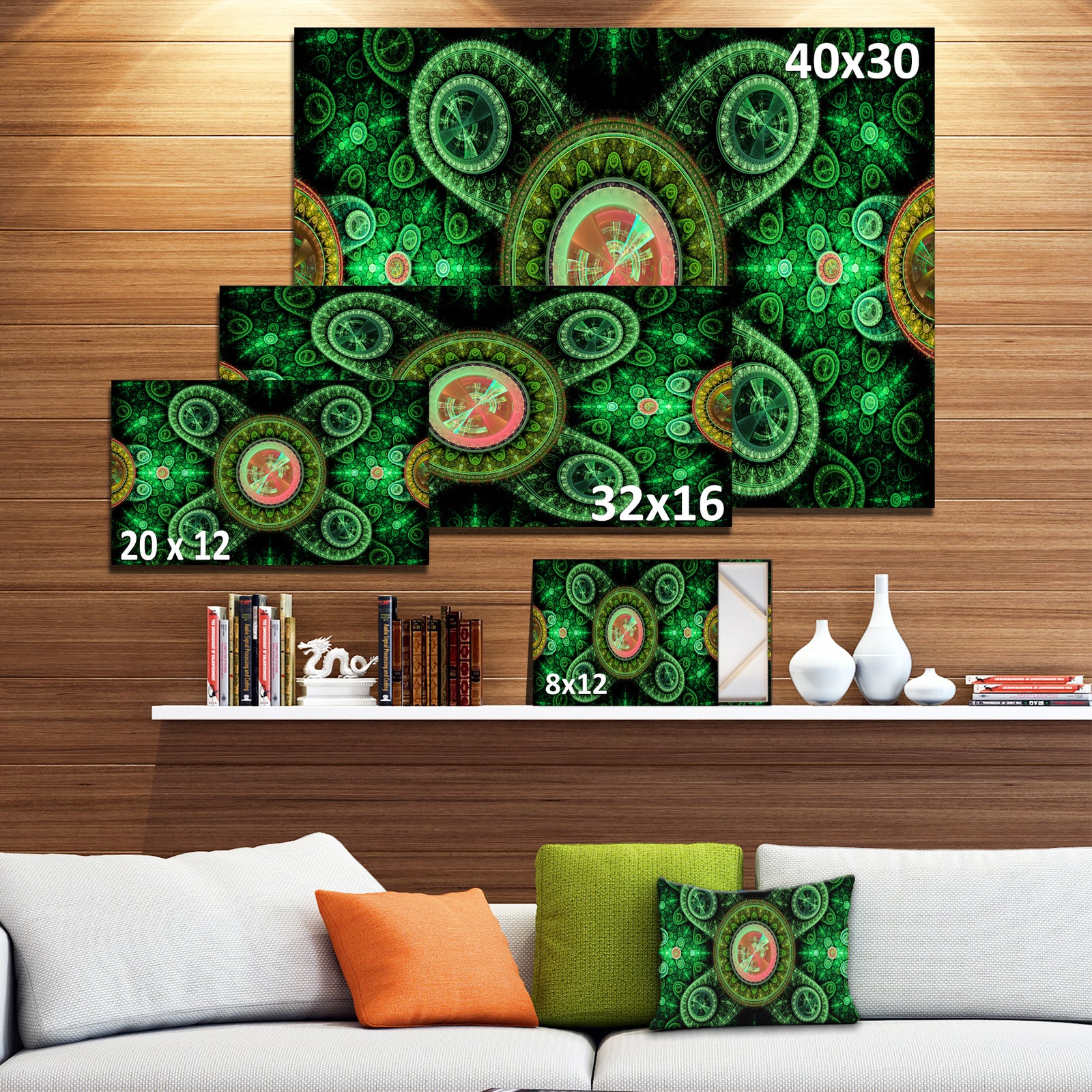 Green Psychedelic Relaxing Art - Extra Large Canvas Art Print