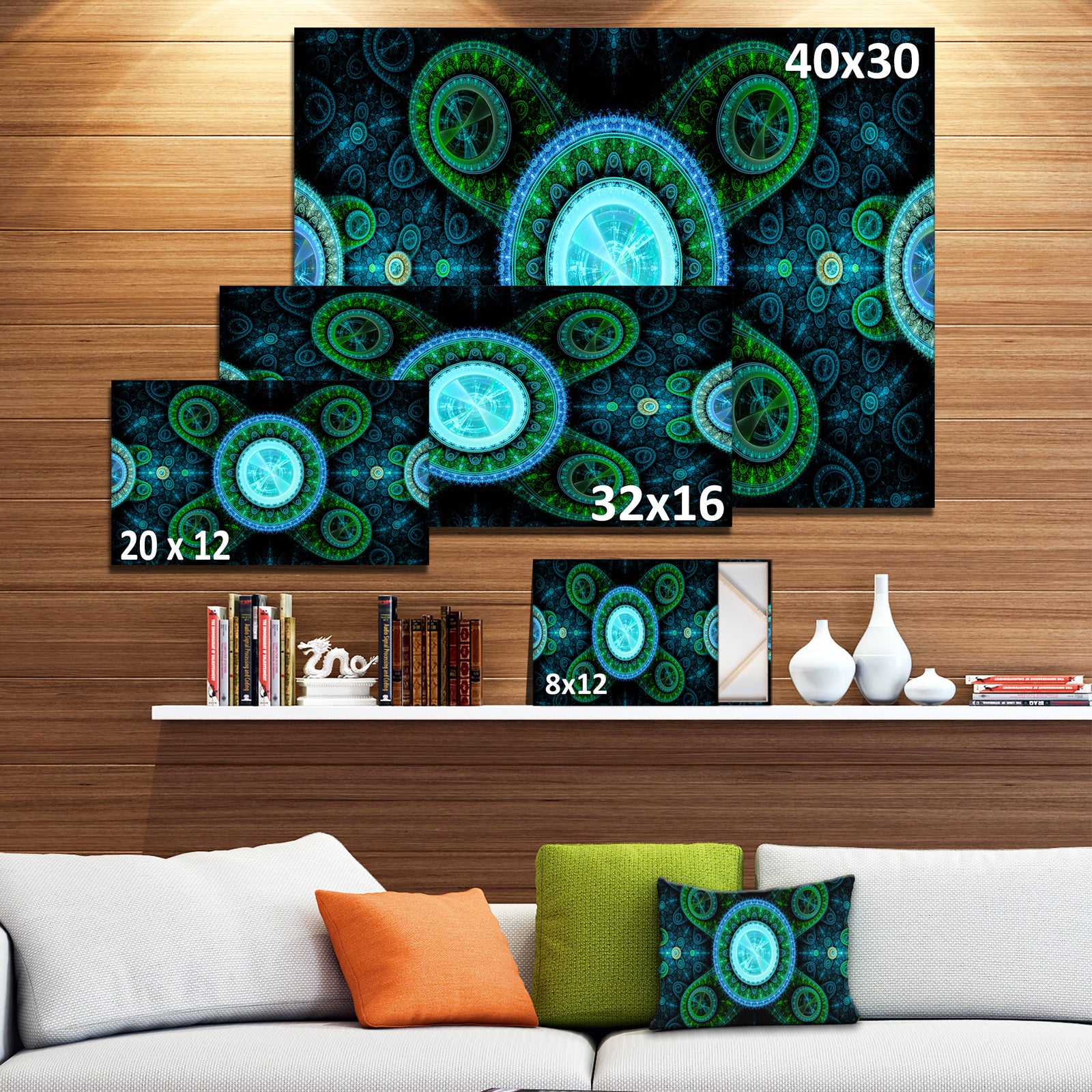 Bright Blue Psychedelic Relaxing Art - Extra Large Canvas Art Print