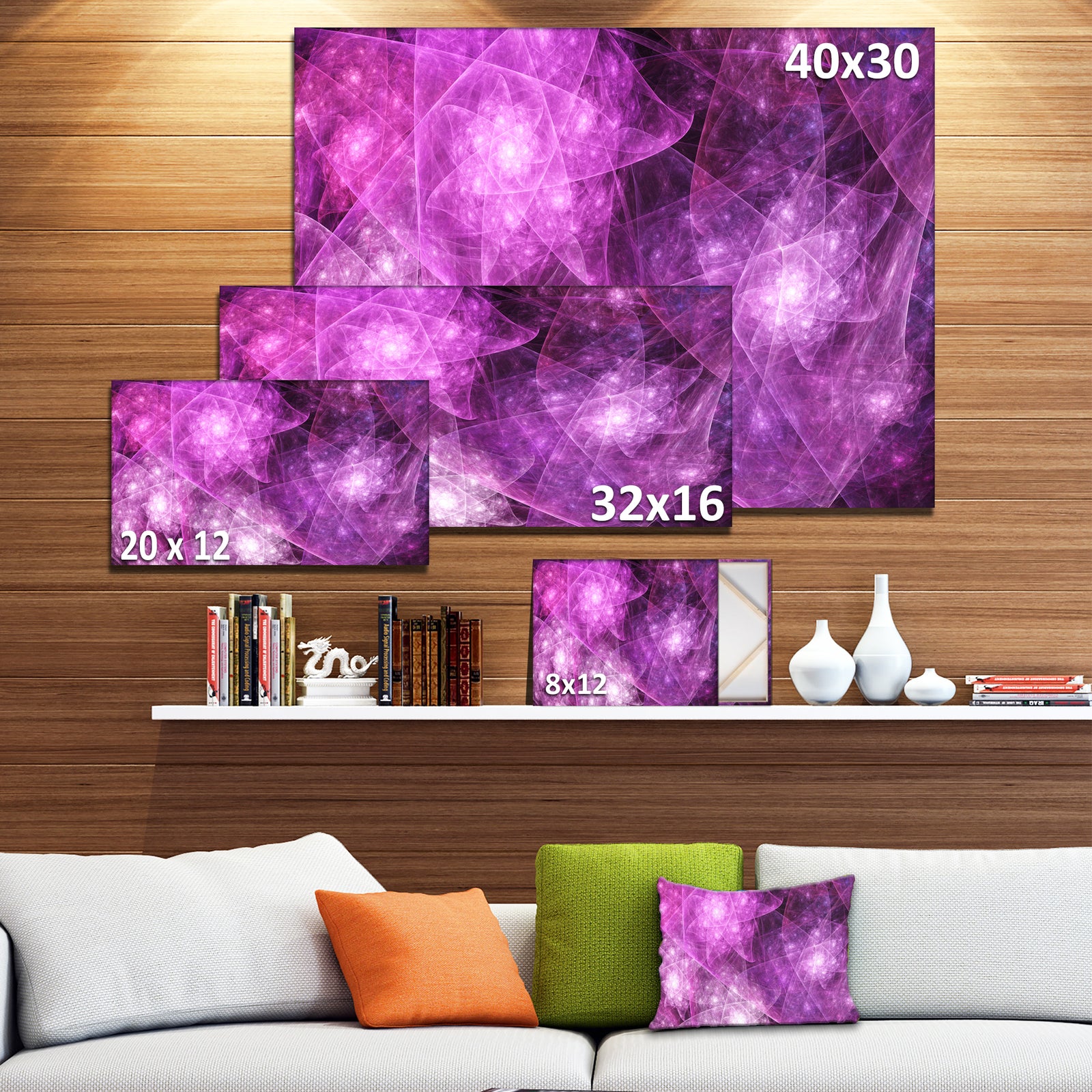 Pink Rotating Polyhedron - Extra Large Canvas Art Print