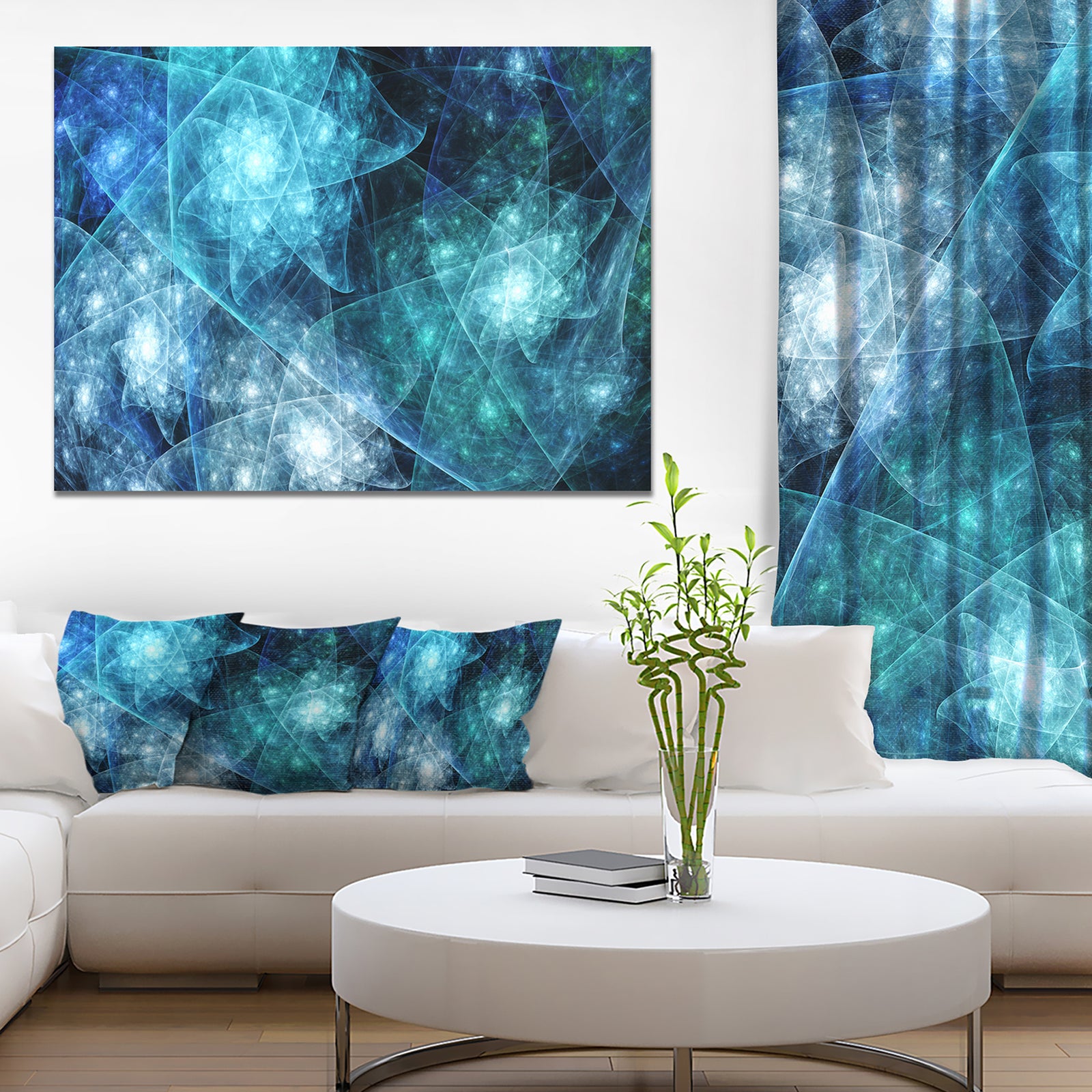 Blue Rotating Polyhedron - Extra Large Canvas Art Print