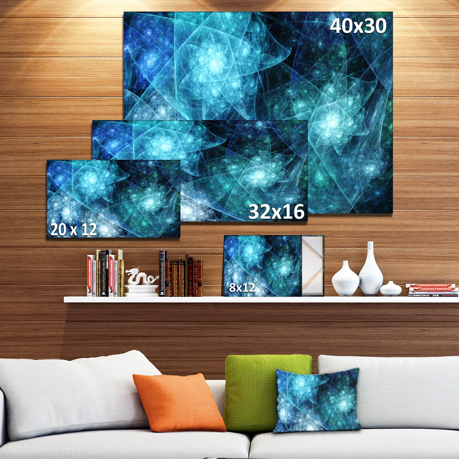 Blue Rotating Polyhedron - Extra Large Canvas Art Print