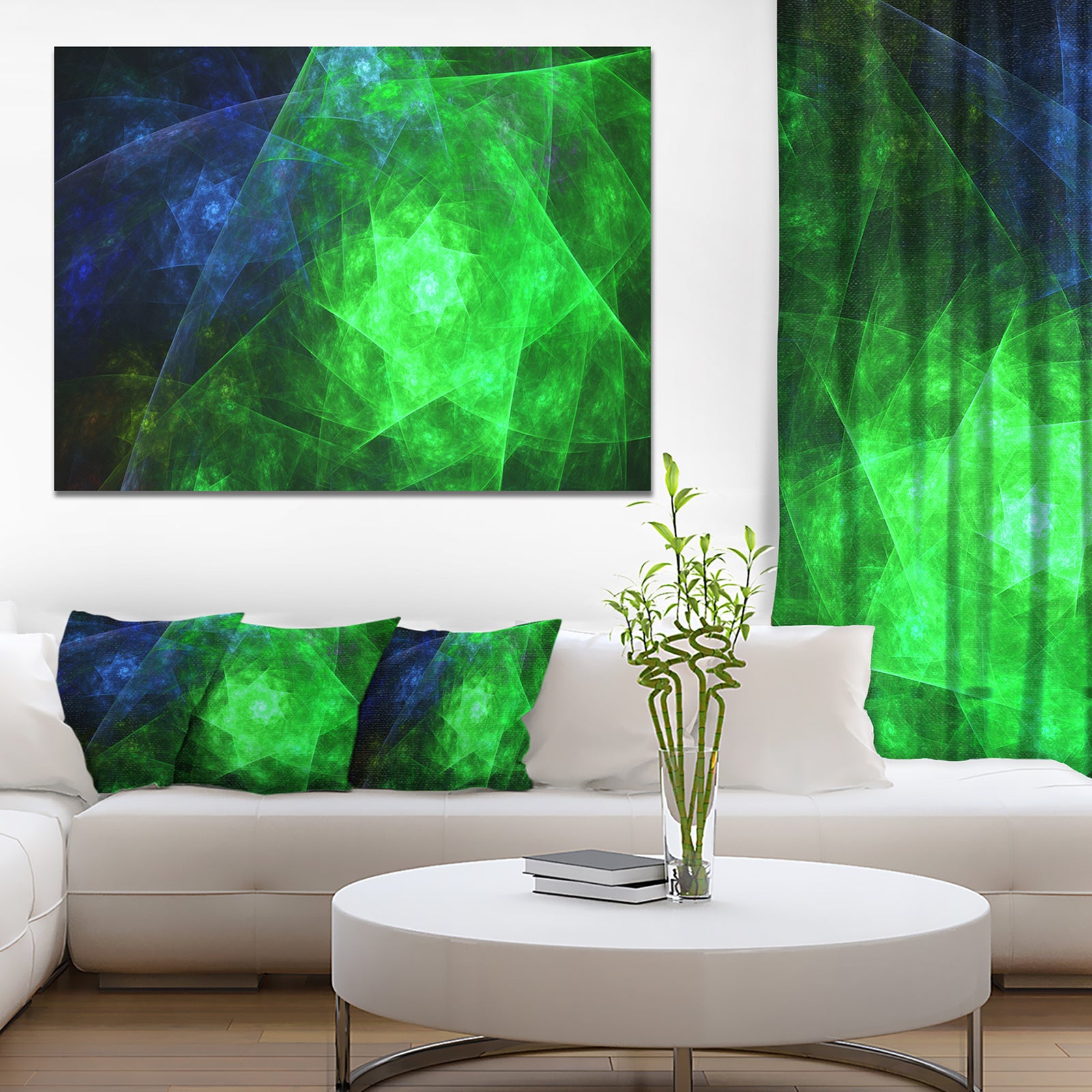 Green Rotating Polyhedron - Extra Large Canvas Art Print