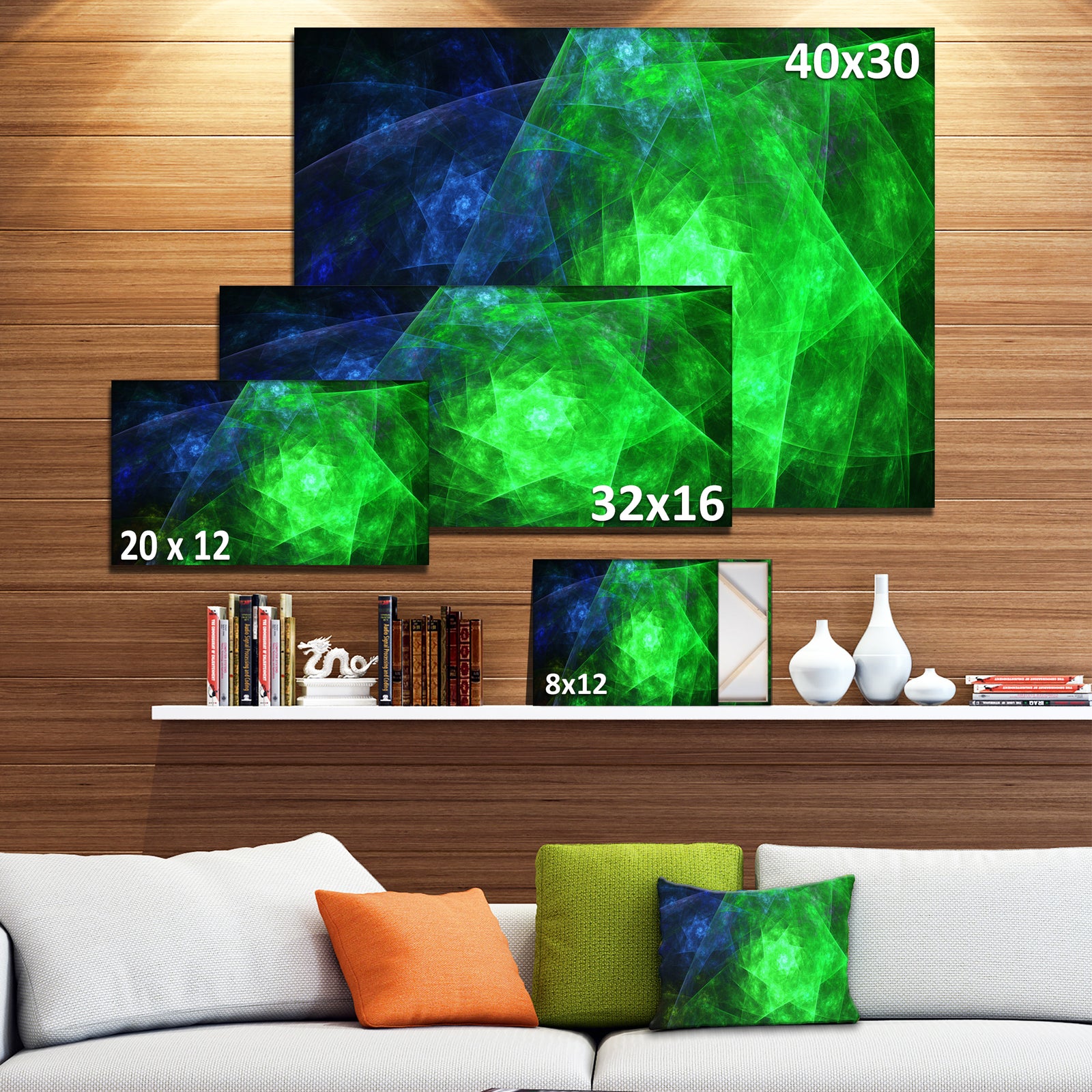 Green Rotating Polyhedron - Extra Large Canvas Art Print