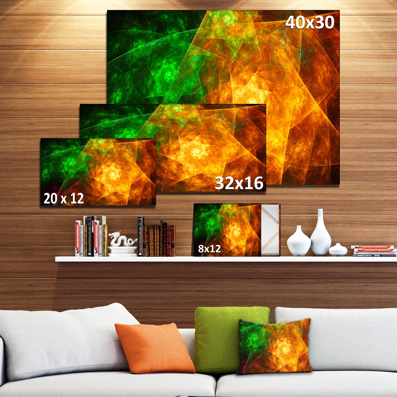 Yellow Rotating Polyhedron - Extra Large Canvas Art Print
