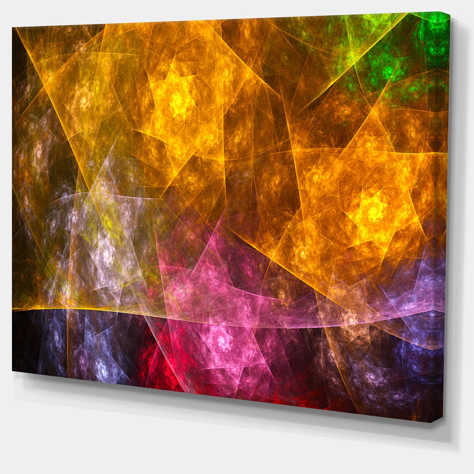 Yellow Pink Rotating Polyhedron - Extra Large Canvas Art Print