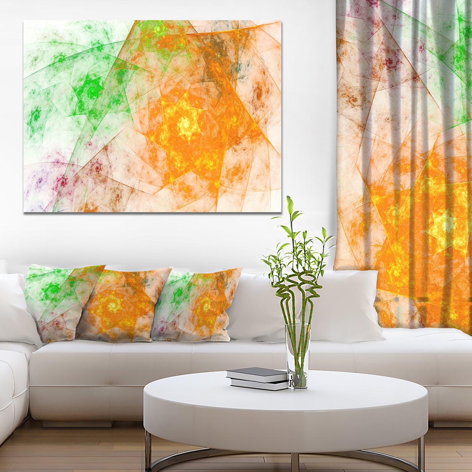 Green Yellow Rotating Polyhedron - Extra Large Canvas Art Print