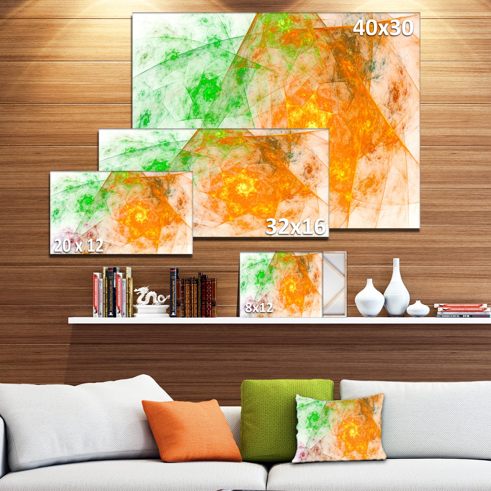 Green Yellow Rotating Polyhedron - Extra Large Canvas Art Print