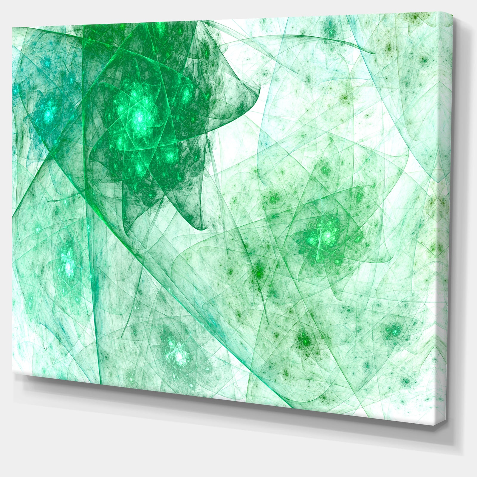 Clear Green Rotating Polyhedron - Abstract Canvas Wall Art