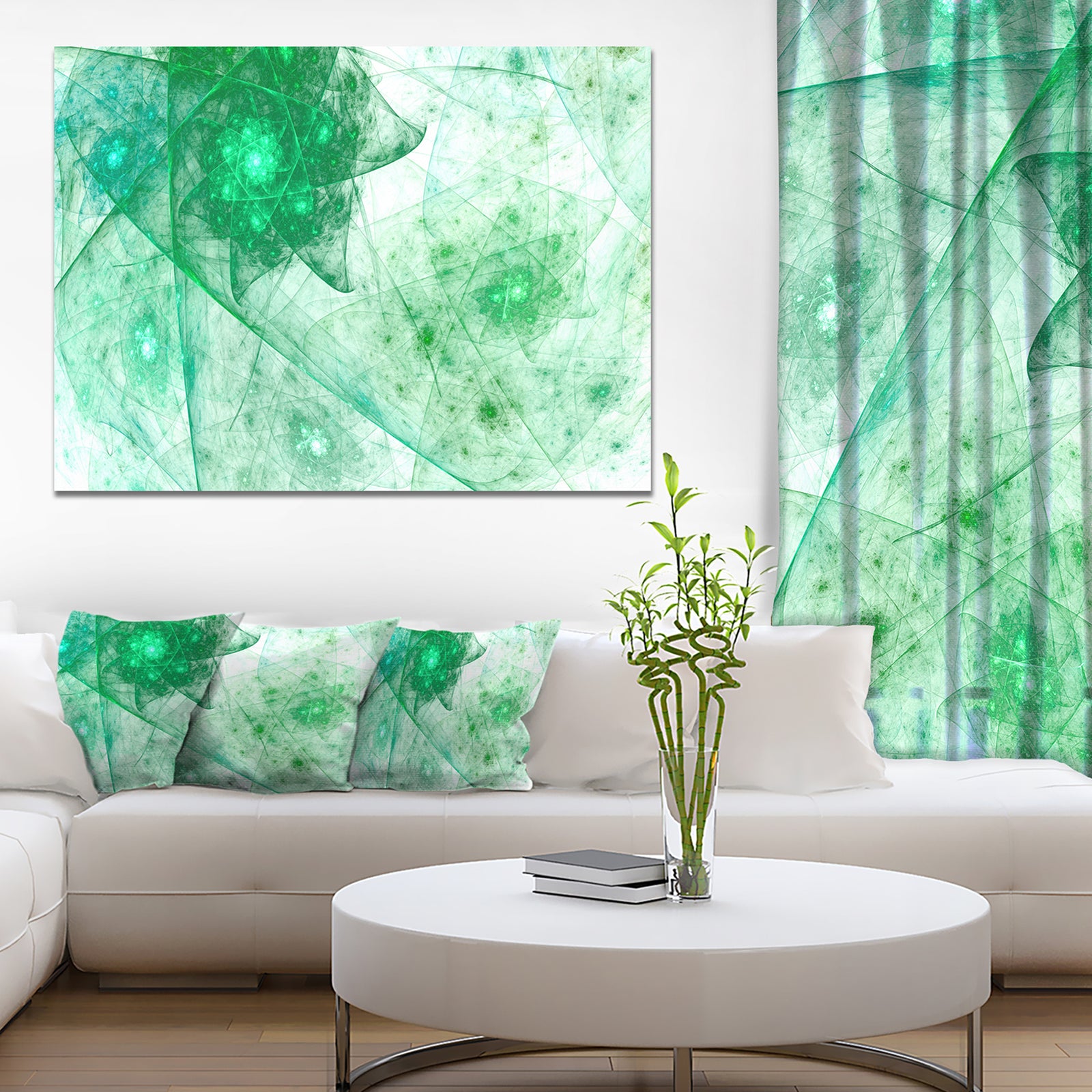 Clear Green Rotating Polyhedron - Abstract Canvas Wall Art