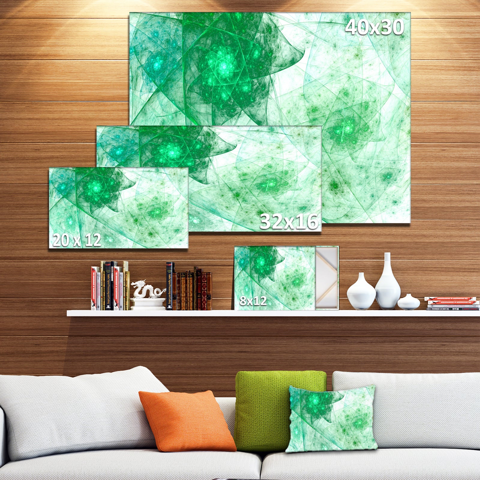 Clear Green Rotating Polyhedron - Abstract Canvas Wall Art