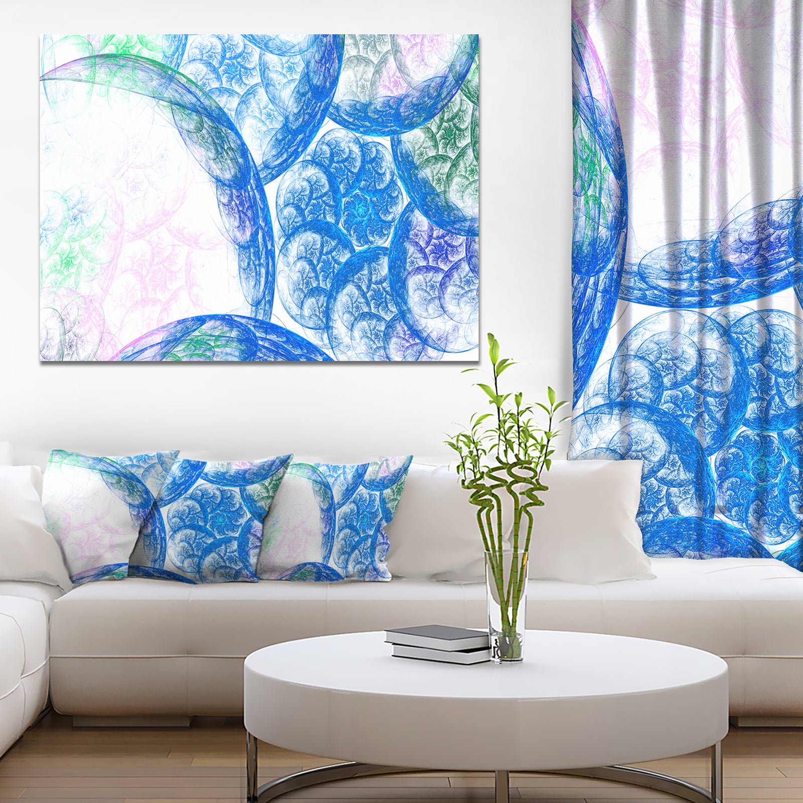 Blue White Dramatic Clouds - Abstract Canvas Wall Art