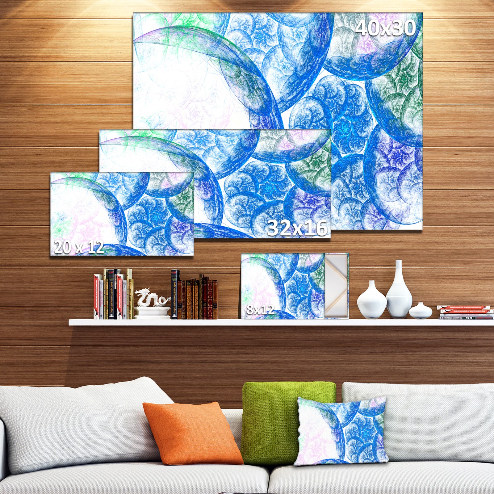 Blue White Dramatic Clouds - Abstract Canvas Wall Art