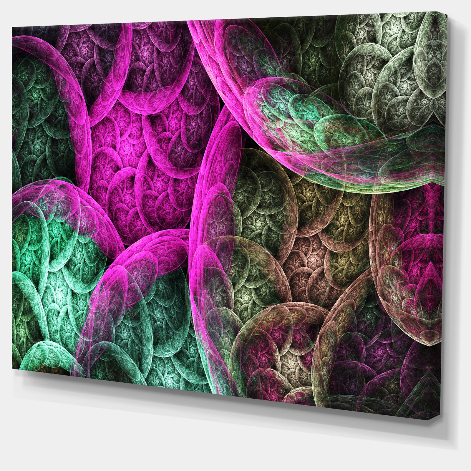 Pink Green Dramatic Clouds - Abstract Canvas Wall Art