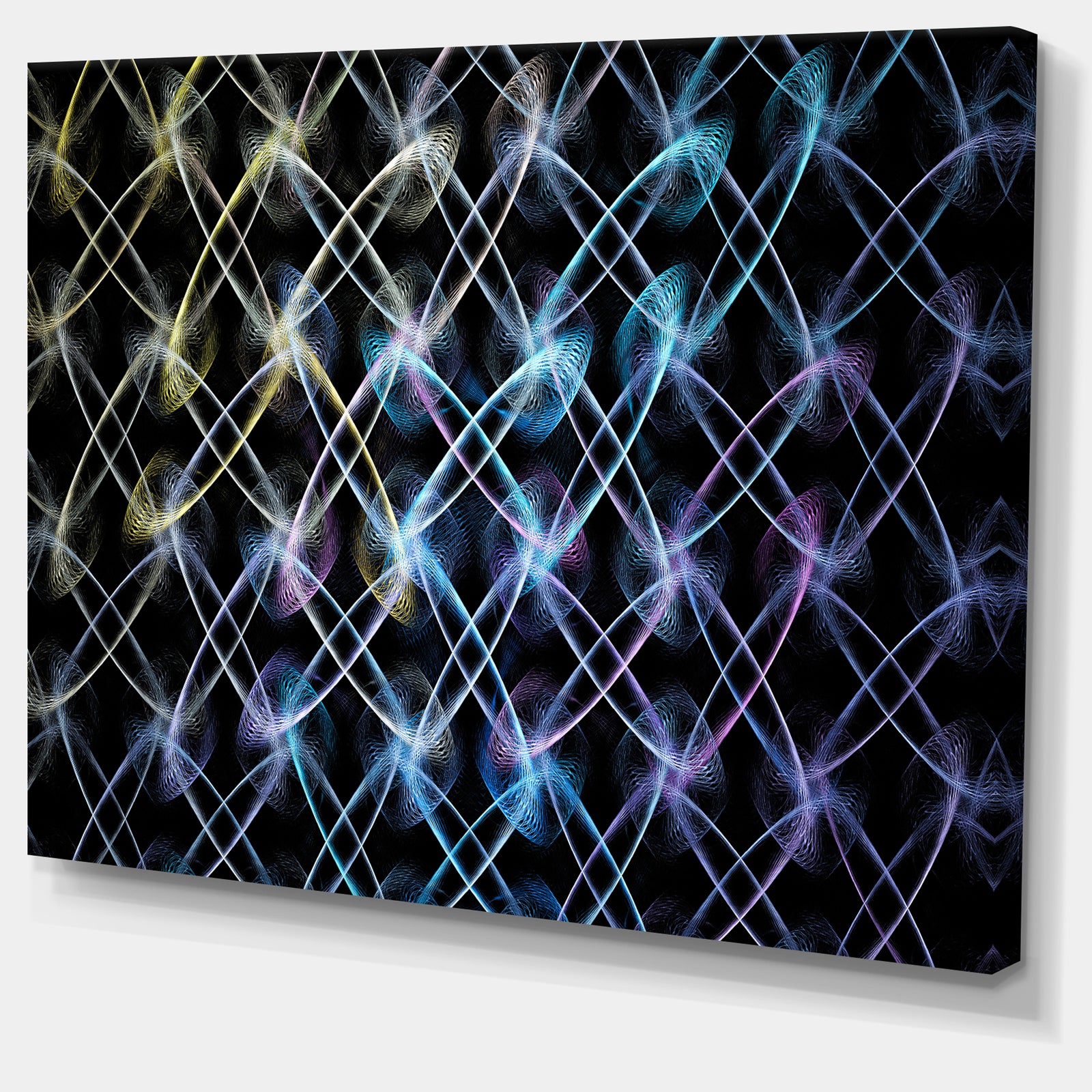 Blue Unusual Fractal Metal Grill - Abstract Canvas Wall Art