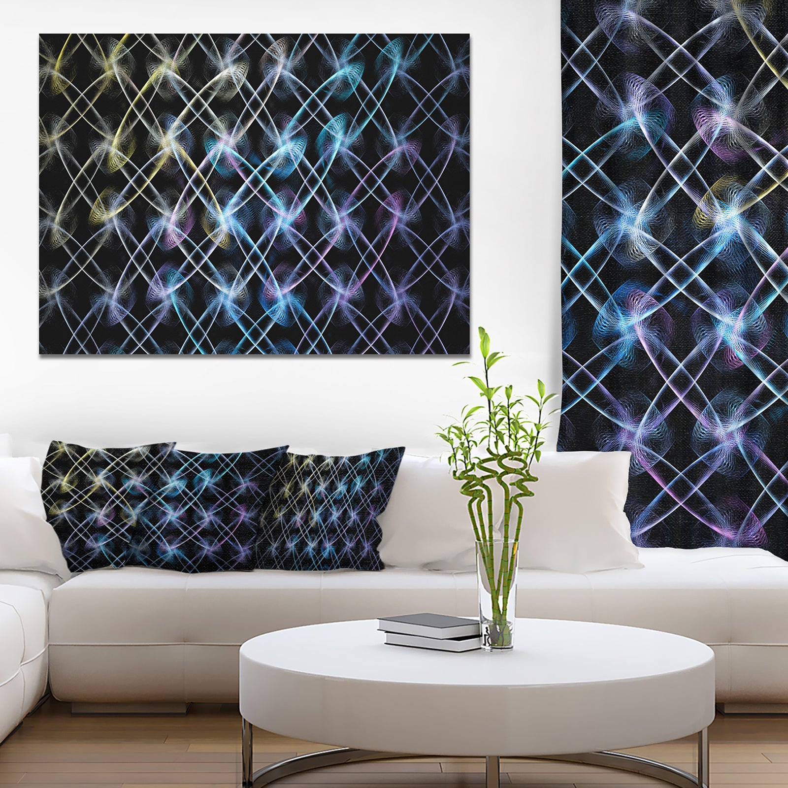 Blue Unusual Fractal Metal Grill - Abstract Canvas Wall Art