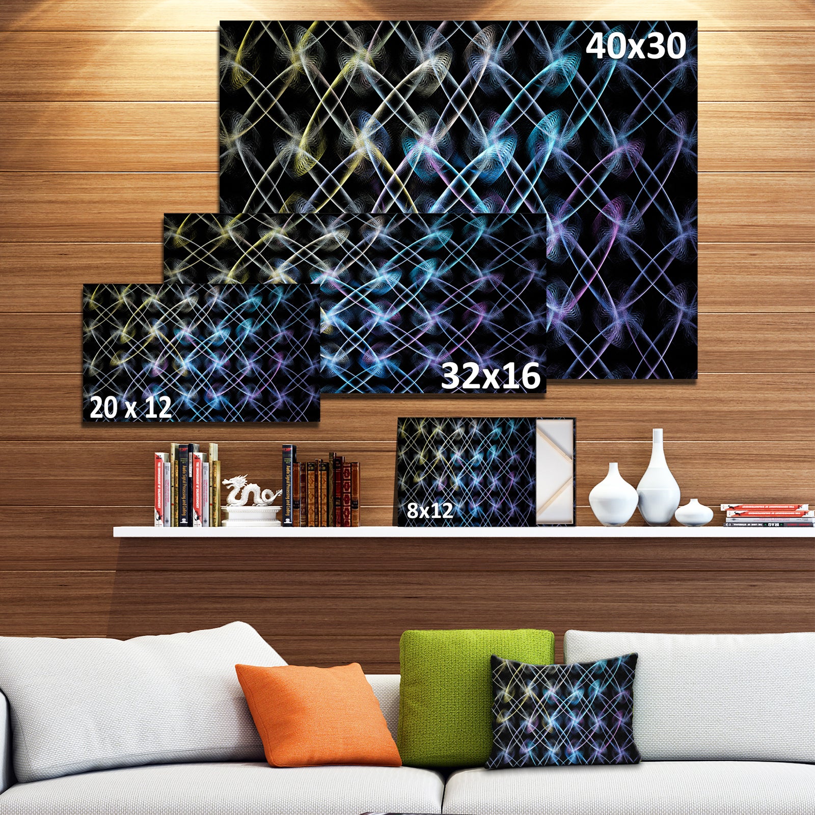 Blue Unusual Fractal Metal Grill - Abstract Canvas Wall Art
