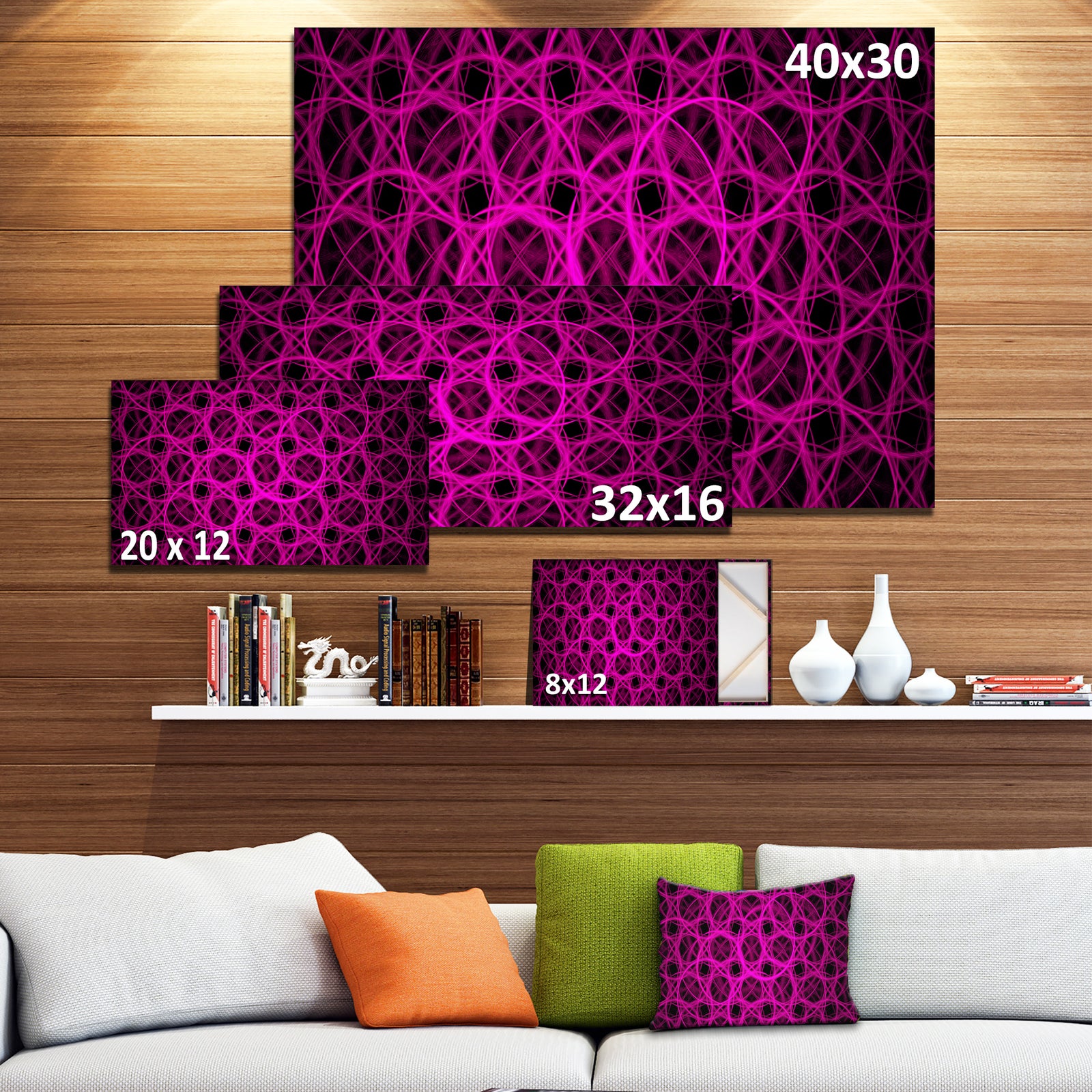 Pink Unusual Fractal Metal Grill - Abstract Canvas Wall Art