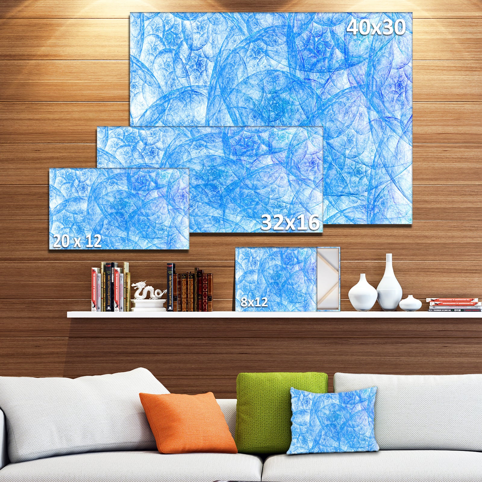 Blue Fractal Dramatic Clouds - Abstract Wall Artwork