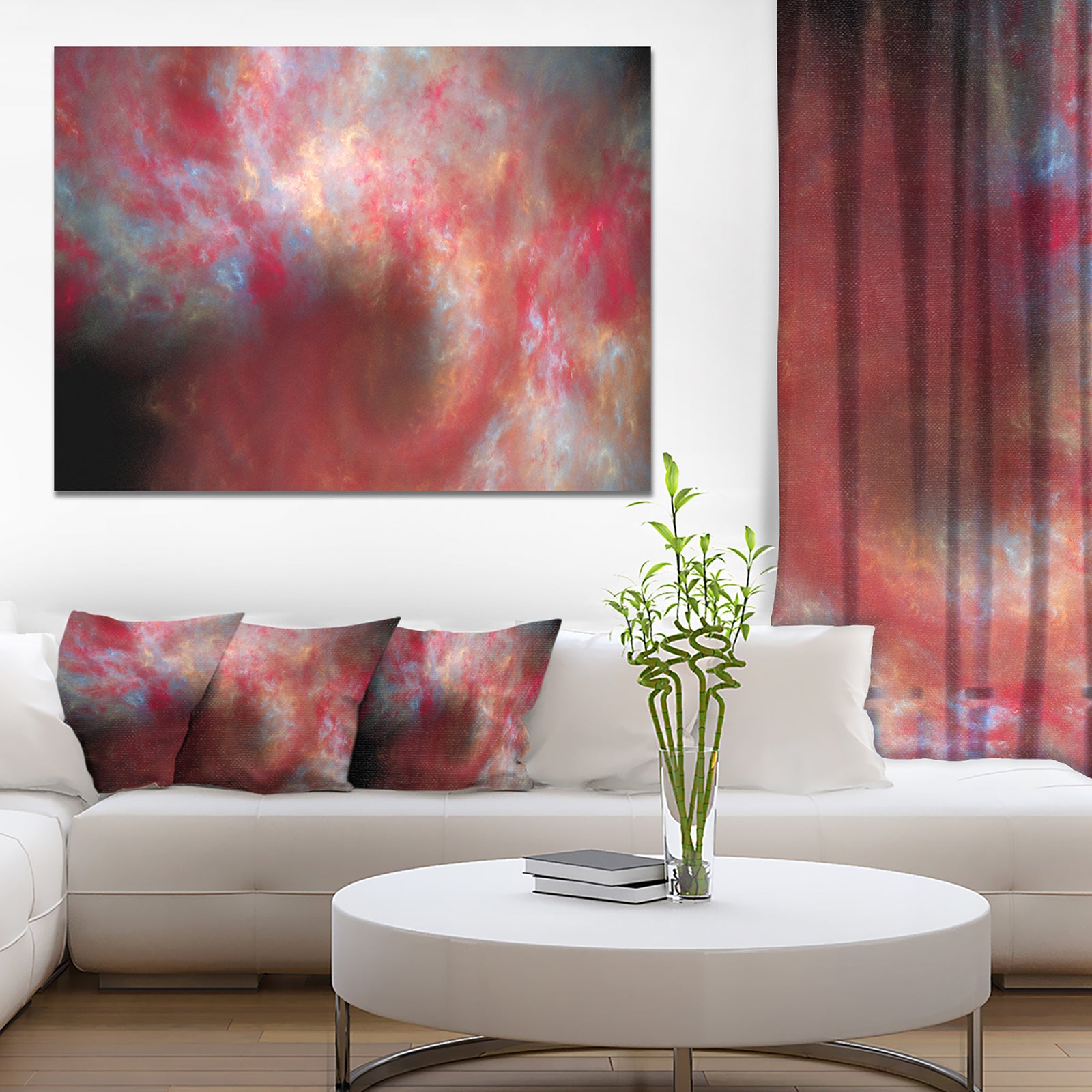 Red Starry Fractal Sky - Abstract Wall Artwork