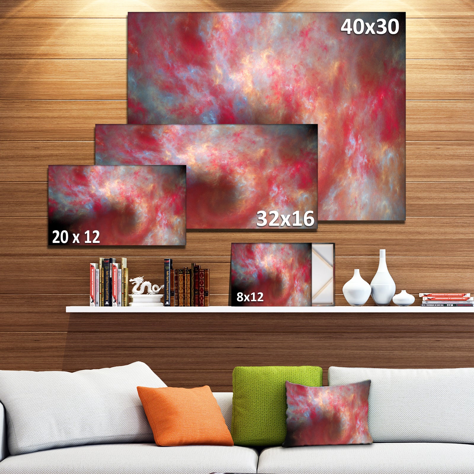 Red Starry Fractal Sky - Abstract Wall Artwork