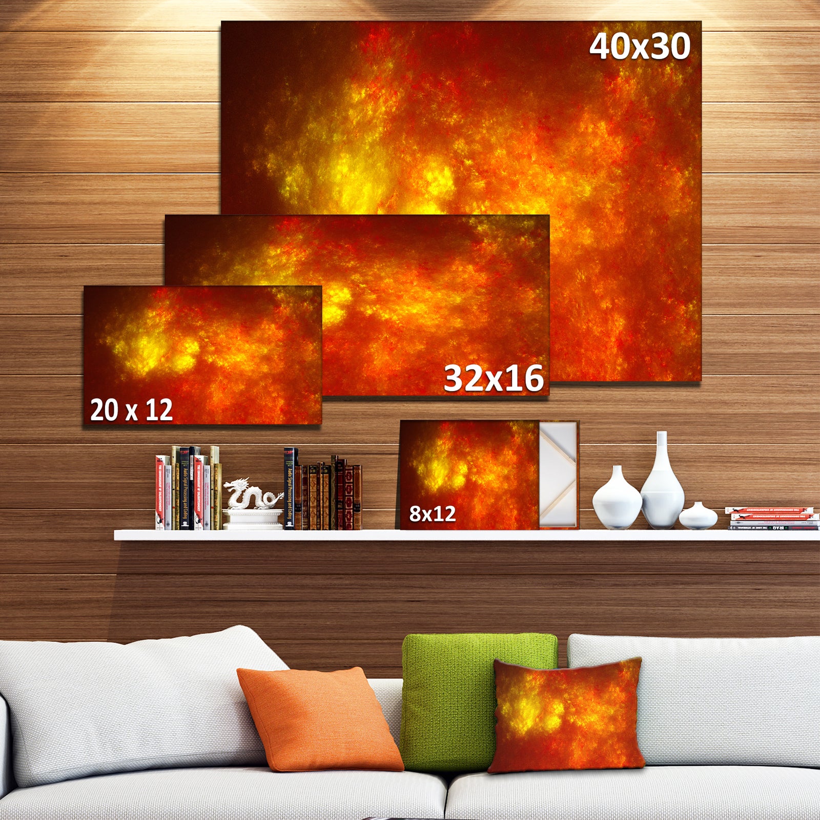 Orange Starry Fractal Sky - Abstract Wall Artwork