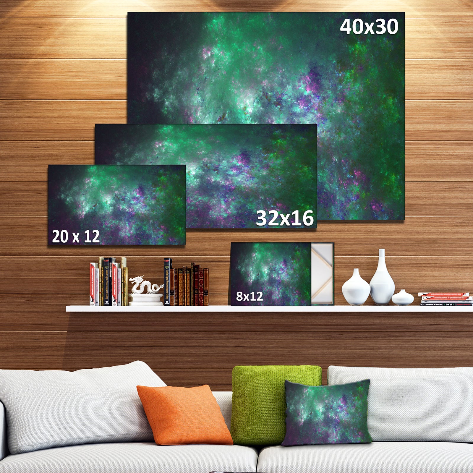 Green Starry Fractal Sky - Abstract Wall Artwork