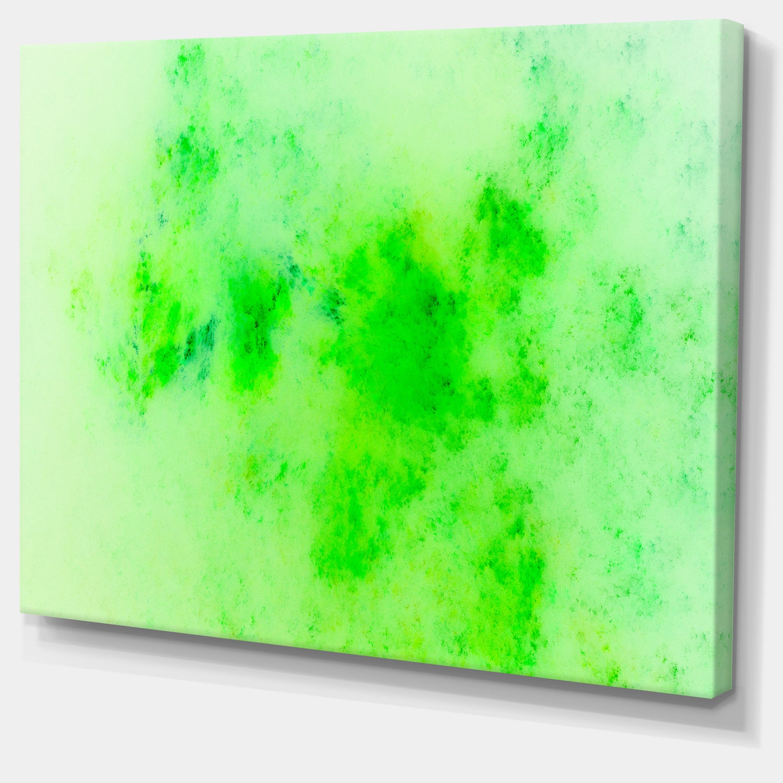 Bright Green Starry Fractal Sky - Abstract Artwork on Canvas