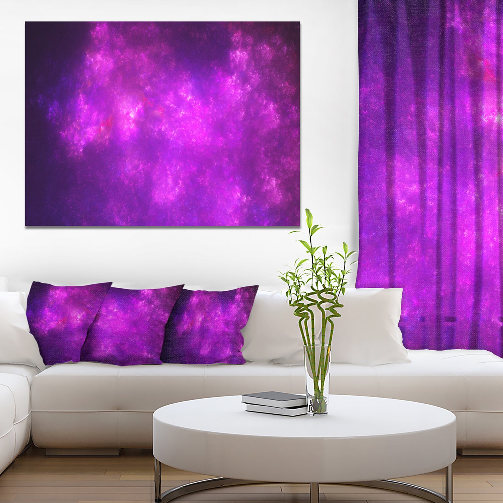 Purple Starry Fractal Sky'Extra Large Abstract Canvas Art Print