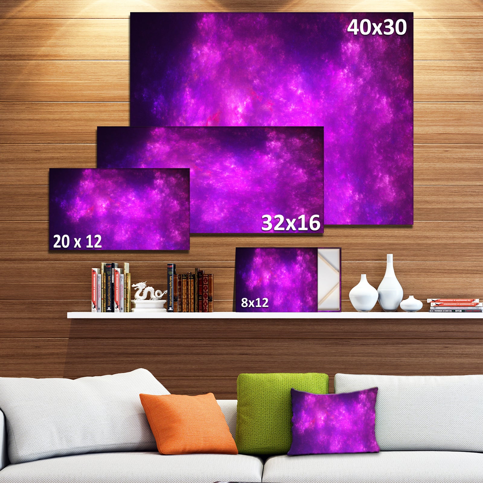 Purple Starry Fractal Sky'Extra Large Abstract Canvas Art Print
