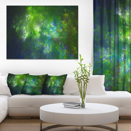 Green Fractal Sky with Blur Stars'Extra Large Abstract Canvas Art Print