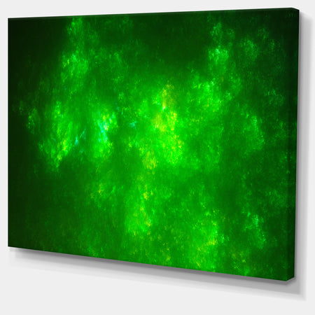 Bright Green Fractal Sky with Stars'Extra Large Abstract Canvas Art Print