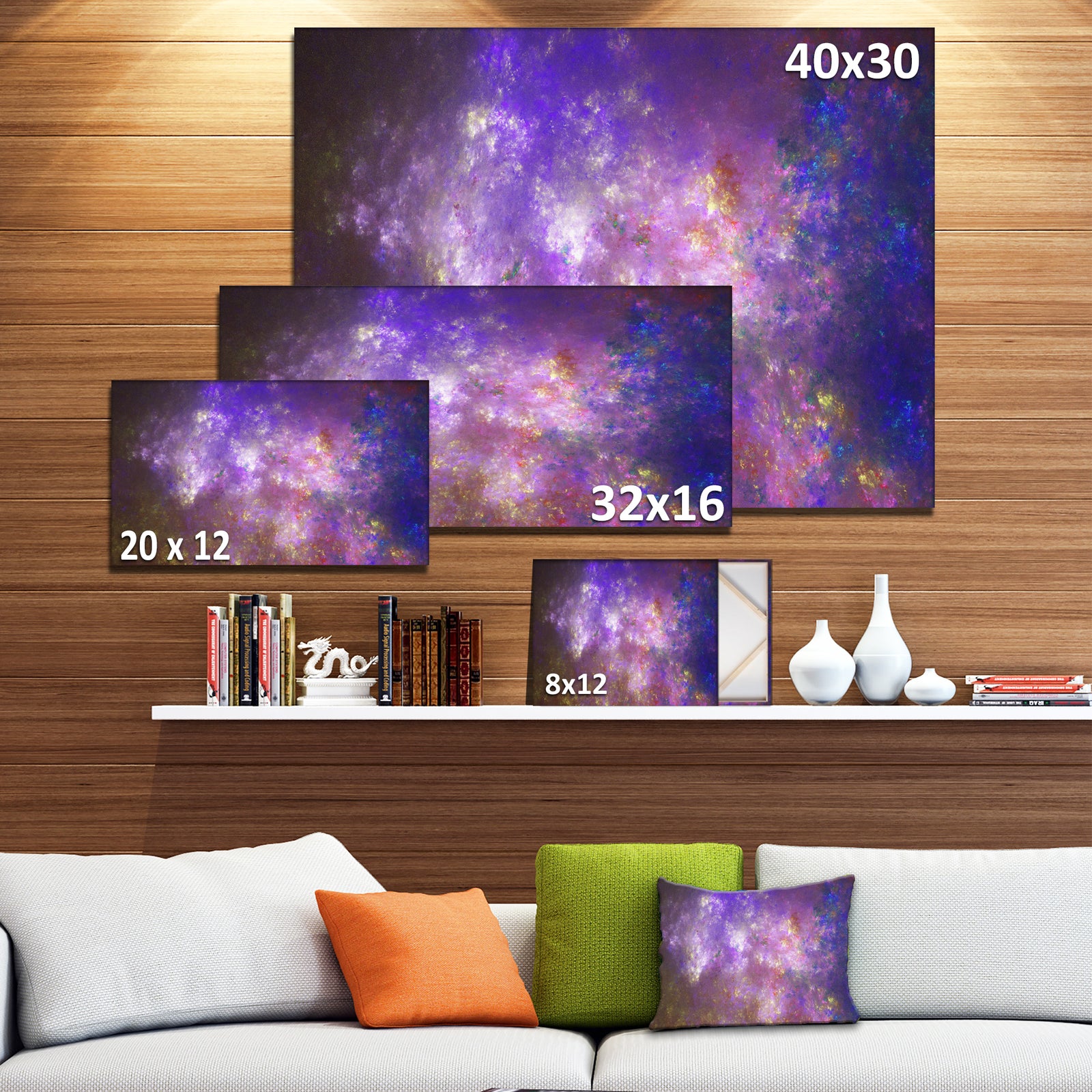 Blur Fractal Sky with Stars'Extra Large Abstract Canvas Art Print