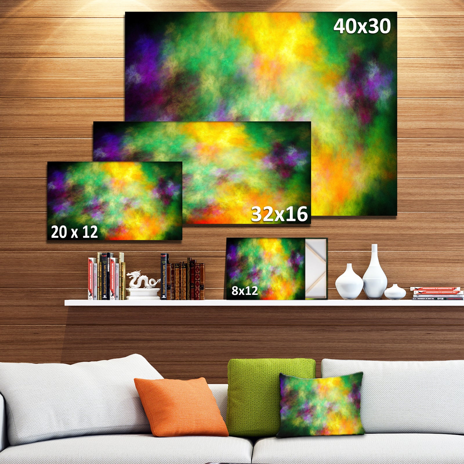 Colorful Sky with Blur Stars'Extra Large Abstract Canvas Art Print
