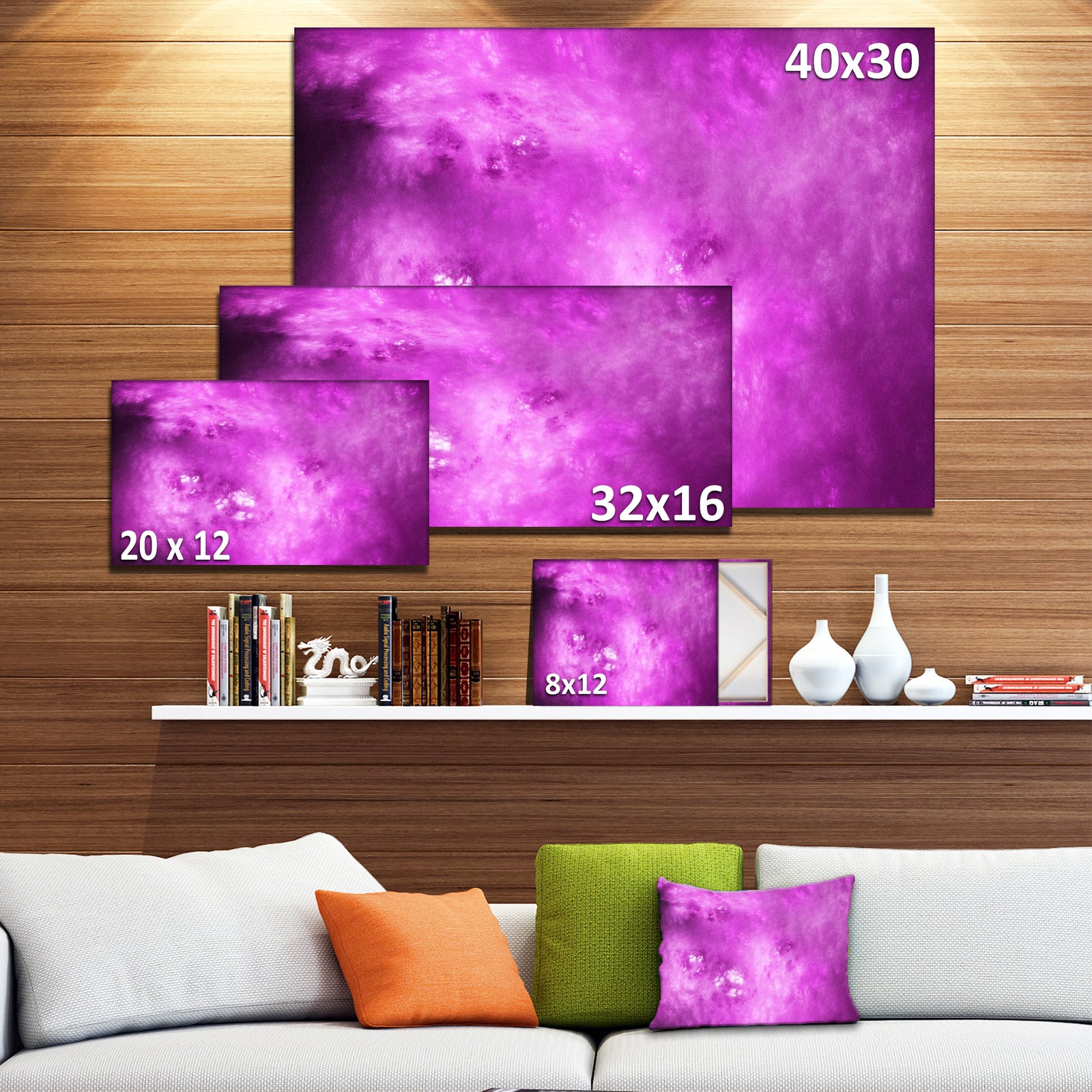 Bright Purple Sky with Stars'Extra Large Abstract Canvas Art Print