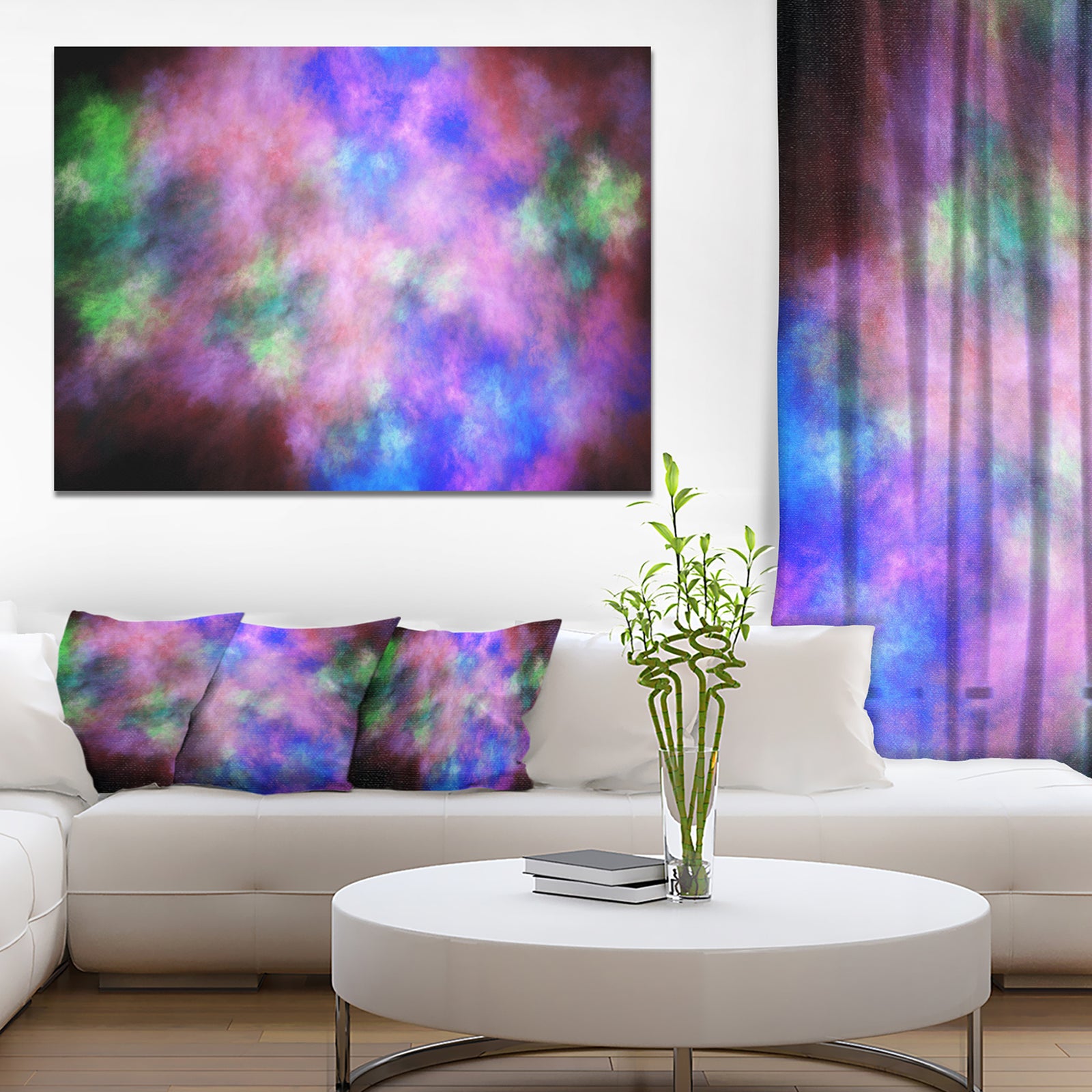 Multi-Color Bright Sky with Stars'Extra Large Abstract Canvas Art Print