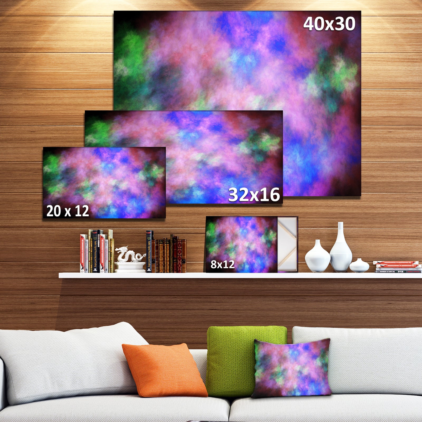 Multi-Color Bright Sky with Stars'Extra Large Abstract Canvas Art Print