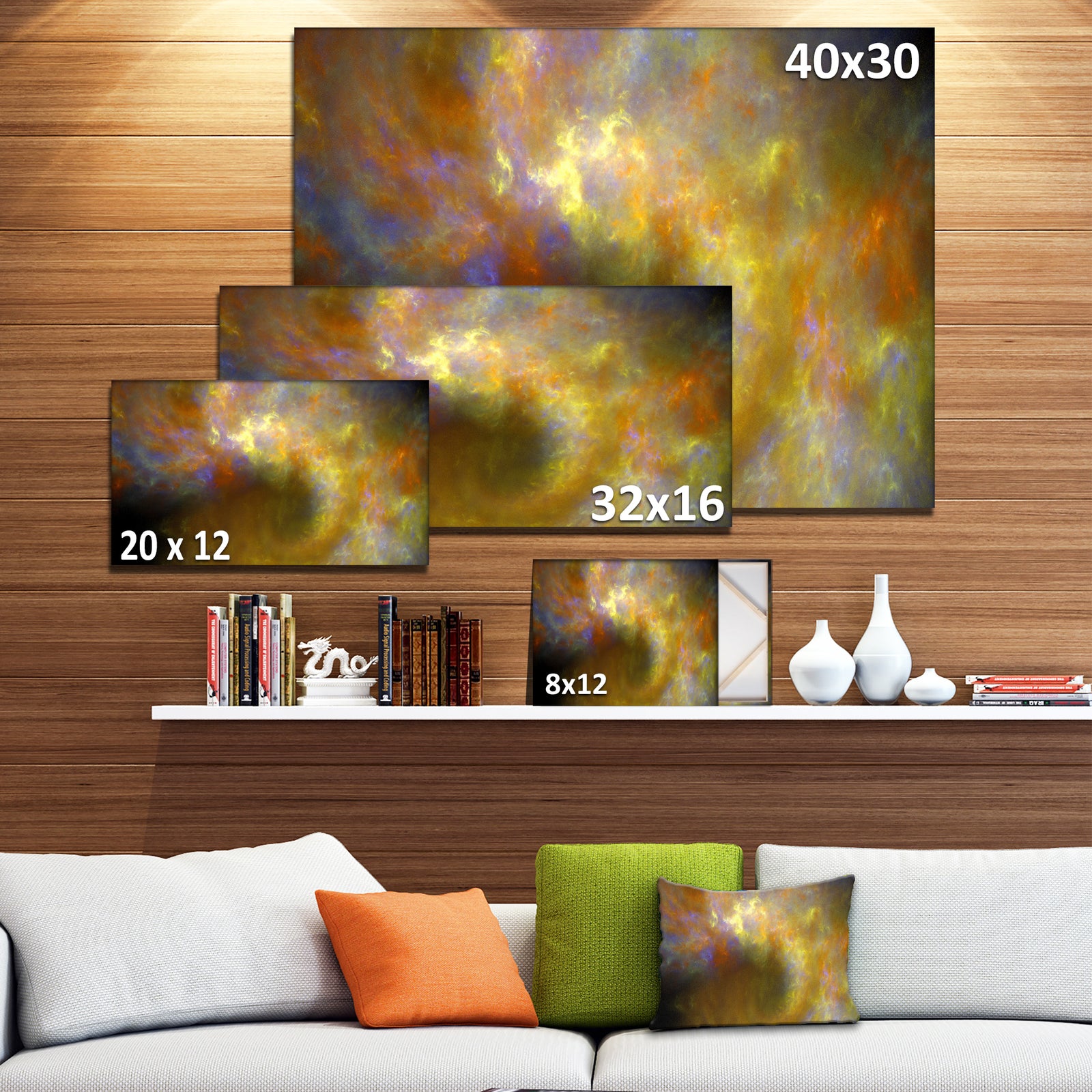 Blur Yellow Sky with Stars'Extra Large Abstract Canvas Art Print