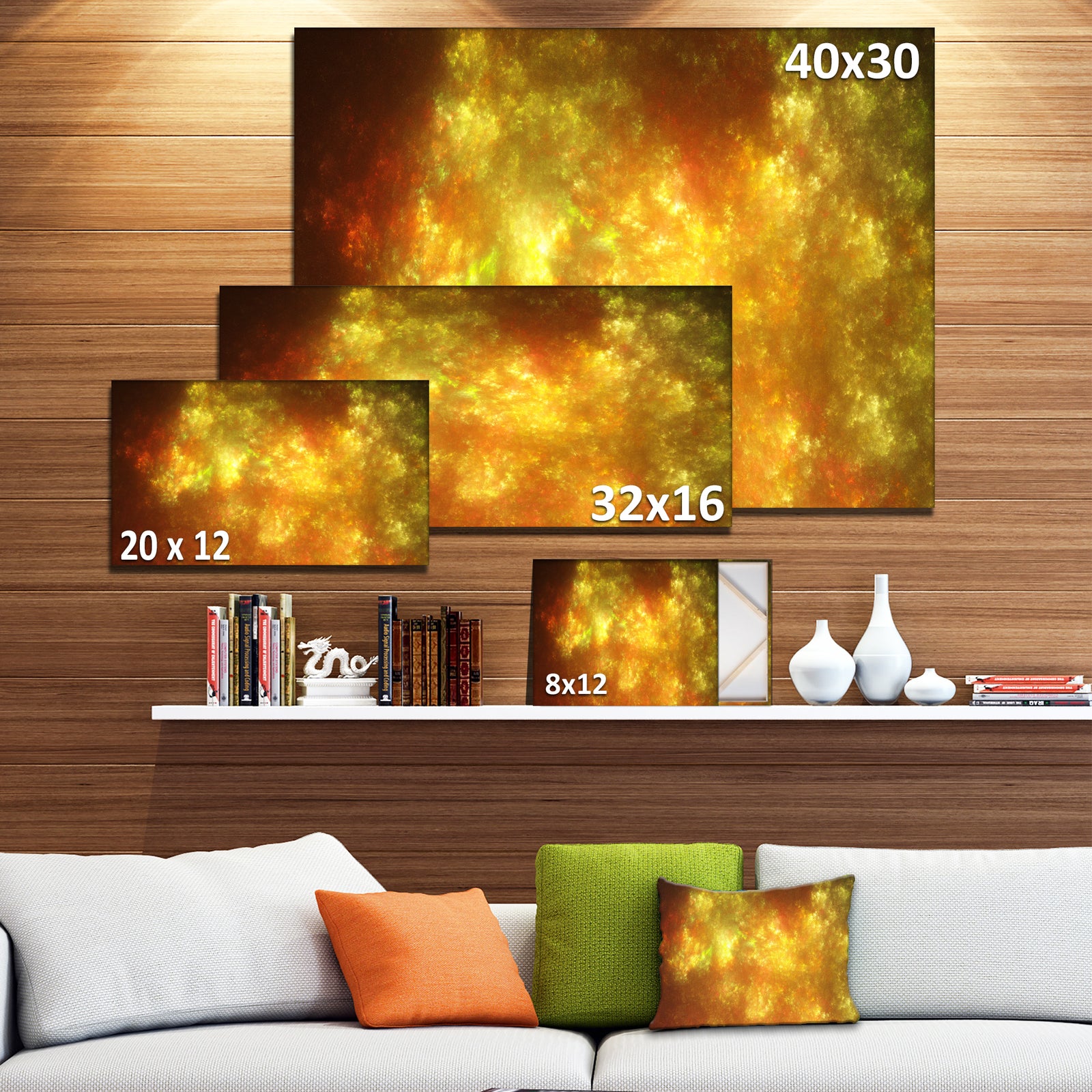 Blur Golden Sky with Stars'Extra Large Abstract Canvas Art Print