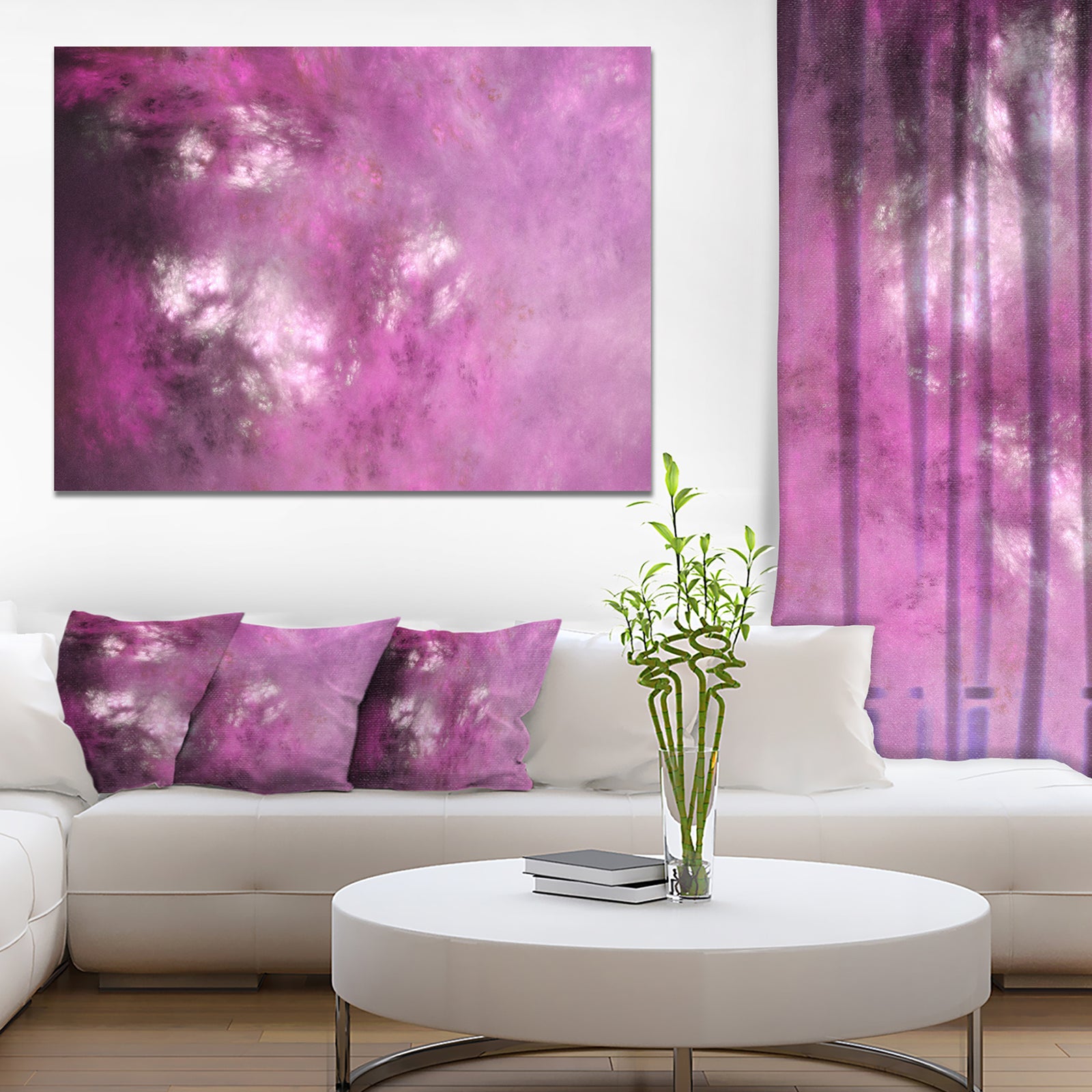 Blur Pink Sky with Stars'Extra Large Abstract Canvas Art Print