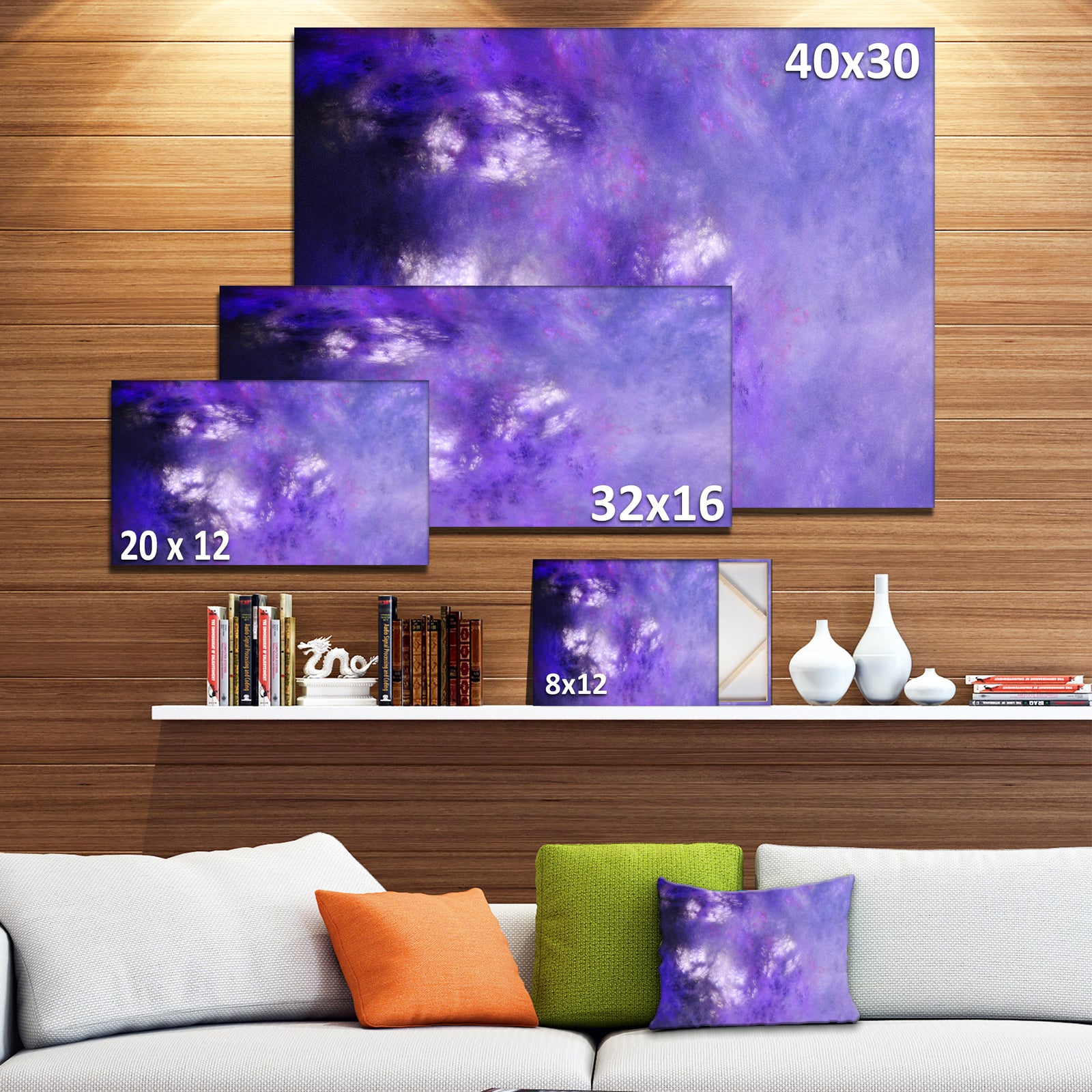Blur Purple Sky with Stars'Extra Large Abstract Canvas Art Print