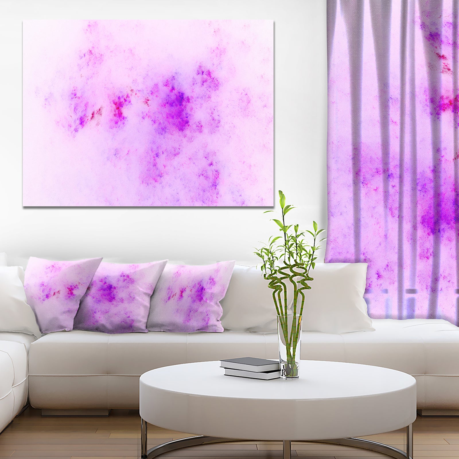 Blur Light Pink Sky with Stars'Extra Large Abstract Canvas Art Print