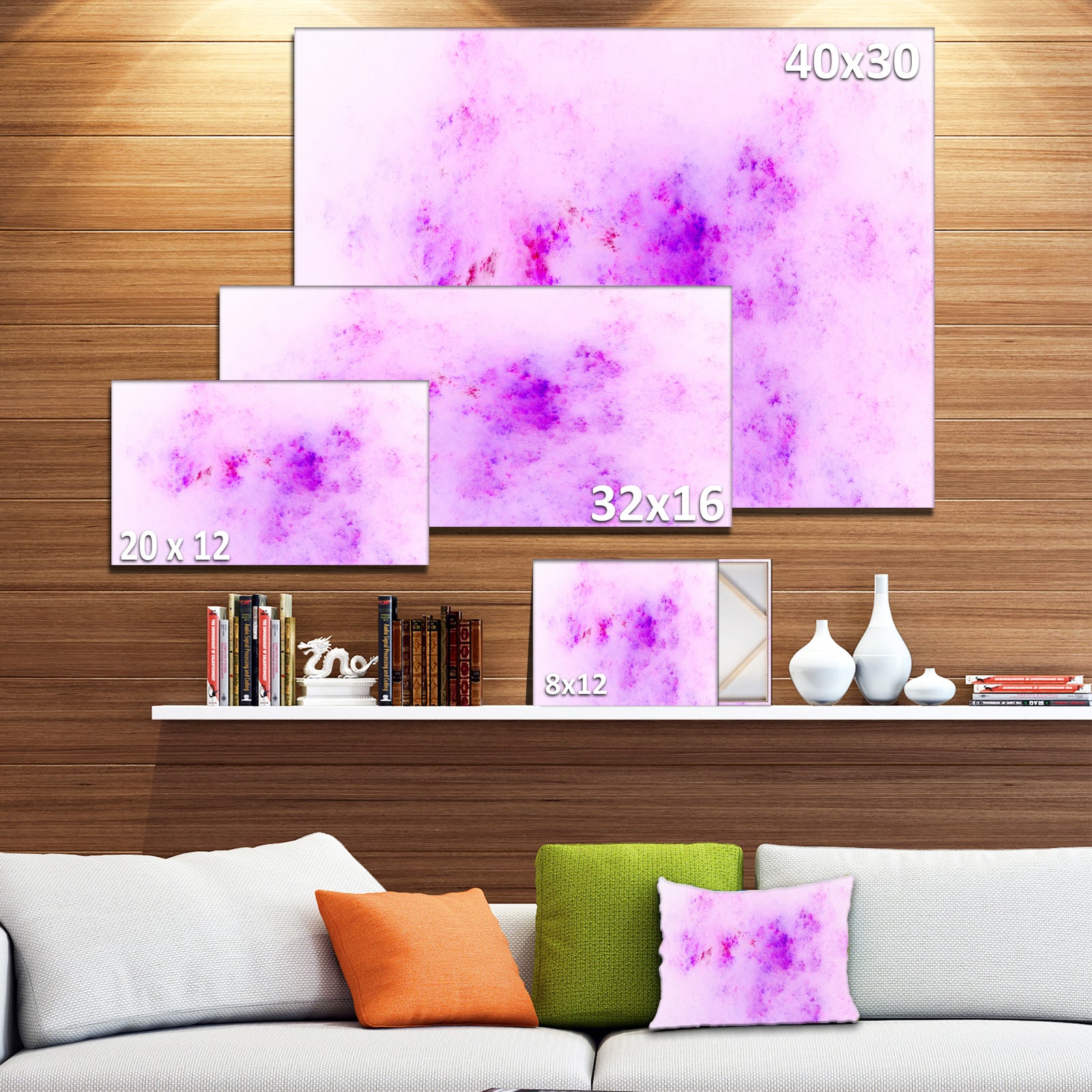 Blur Light Pink Sky with Stars'Extra Large Abstract Canvas Art Print