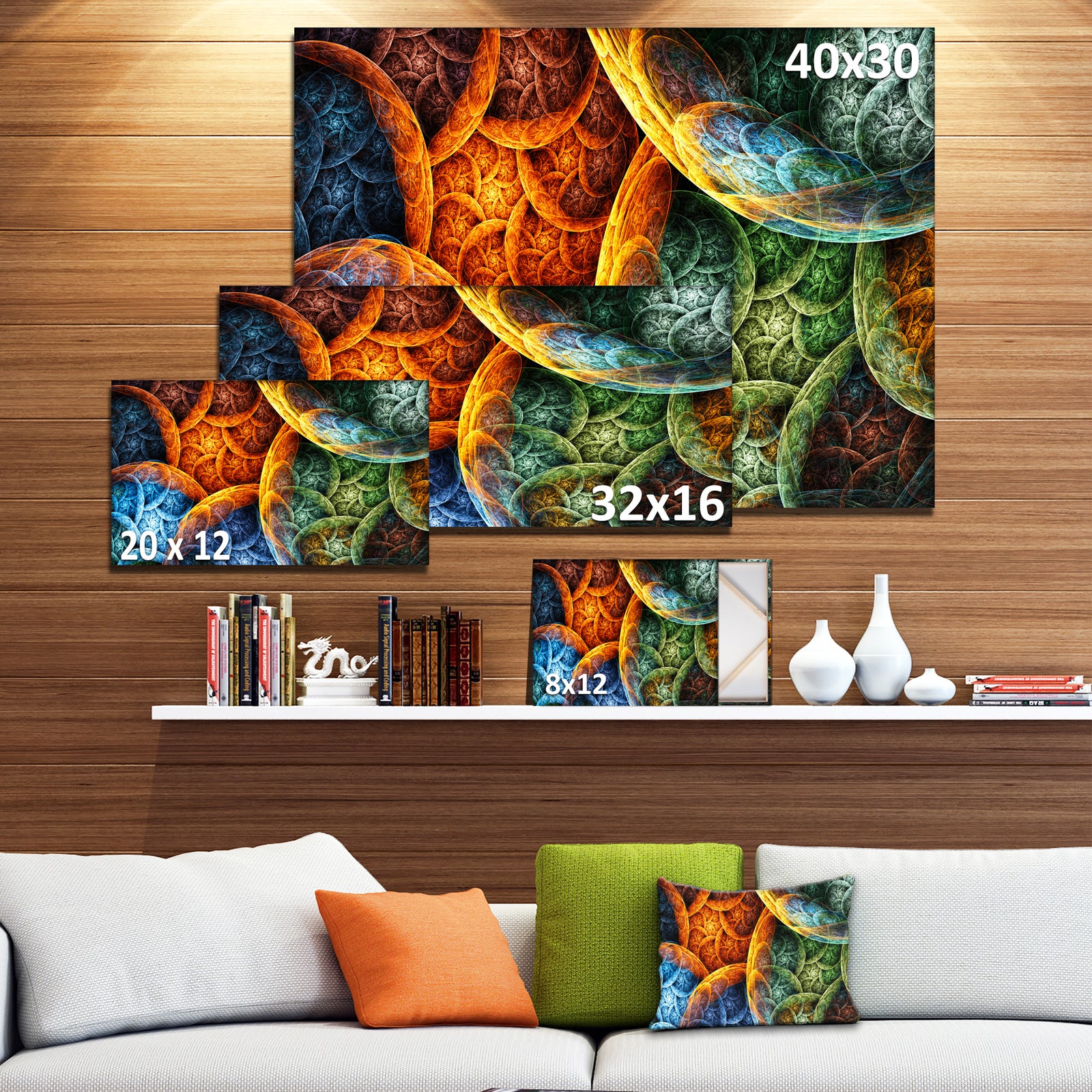 Vibrant Colorful Clouds'Extra Large Abstract Canvas Art Print