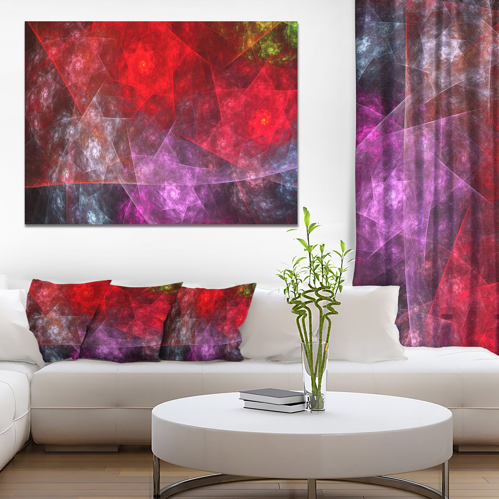 Red Purple Symphony of Gems'Extra Large Abstract Canvas Art Print