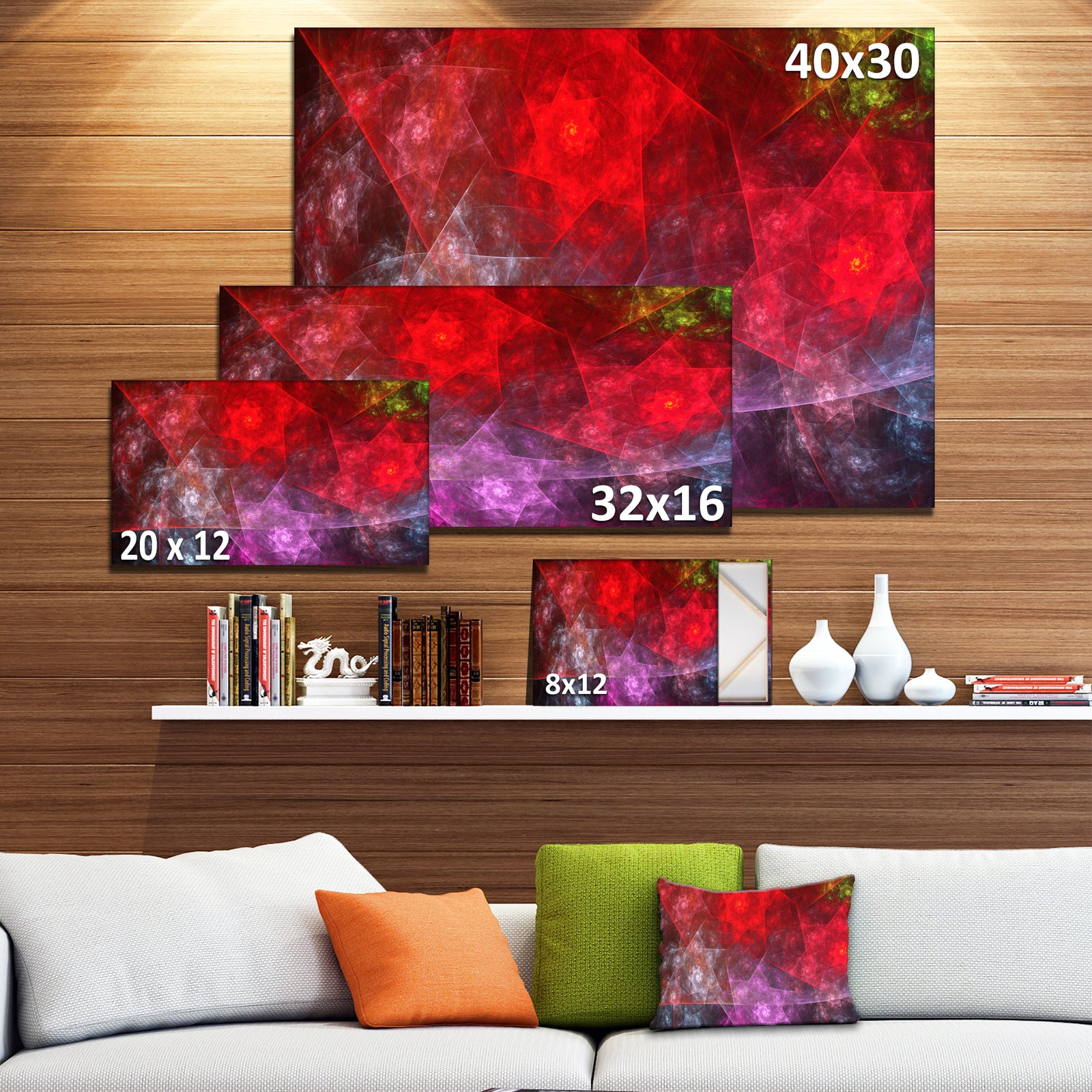 Red Purple Symphony of Gems'Extra Large Abstract Canvas Art Print